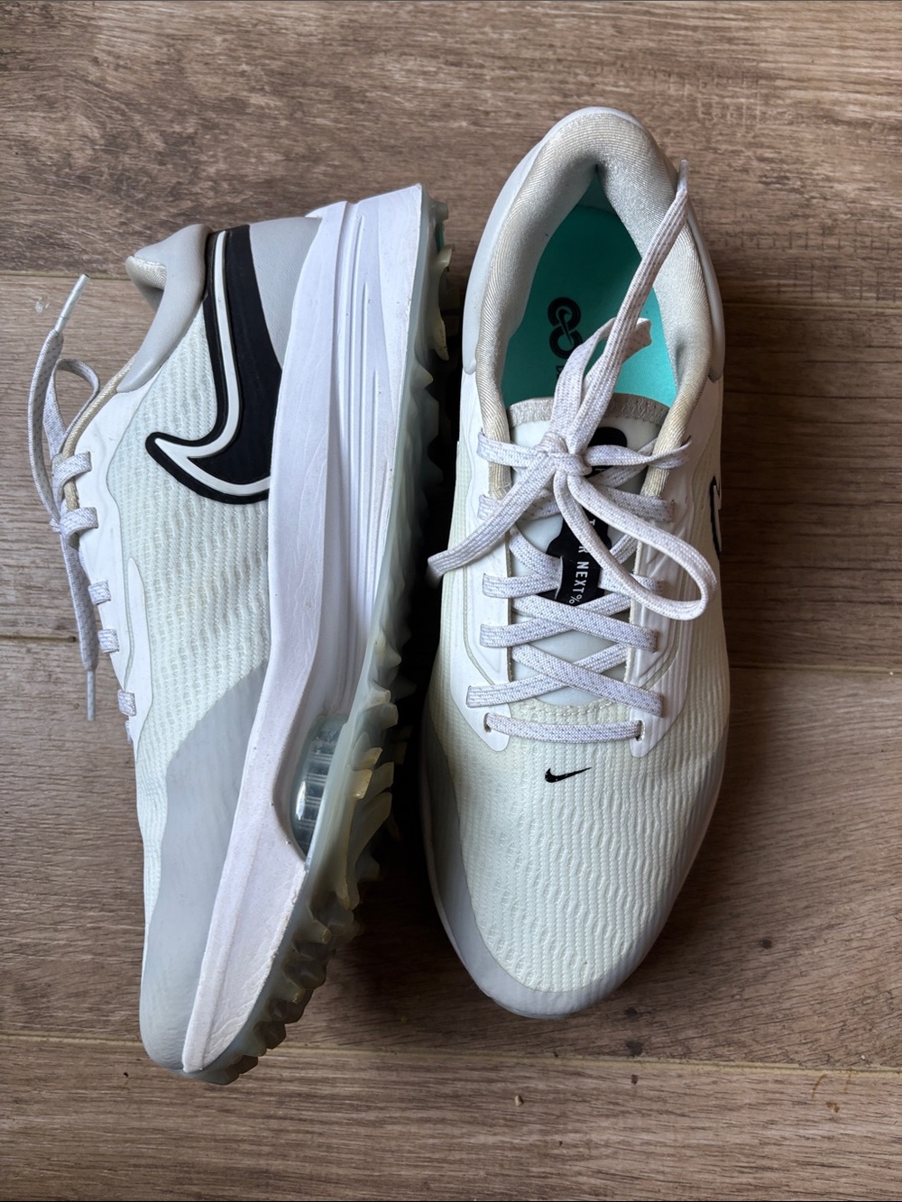 Nike Air Zoom Infinity Tour Next White & Green Golf Shoes Sz 9 - Picture 1 of 7